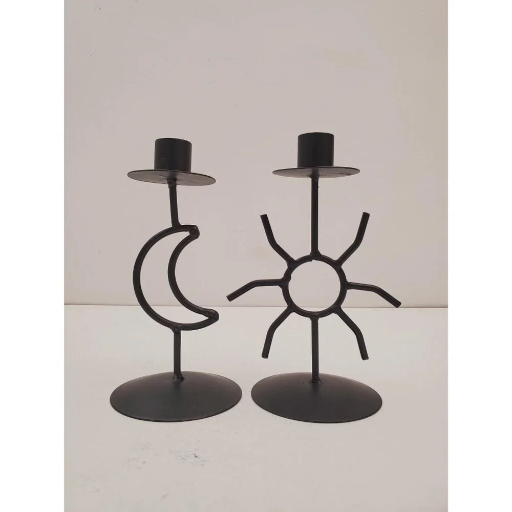 Celestial candlestick Metal star and moon candle holder Vintage altar decor Gift - Picture 3 of 10